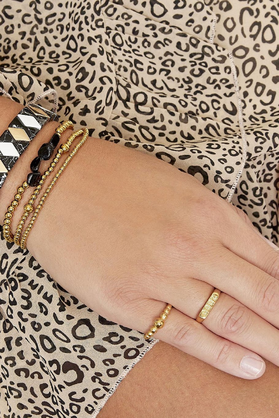 Bracelet Black Rocks Gold Color Stainless Steel Picture2